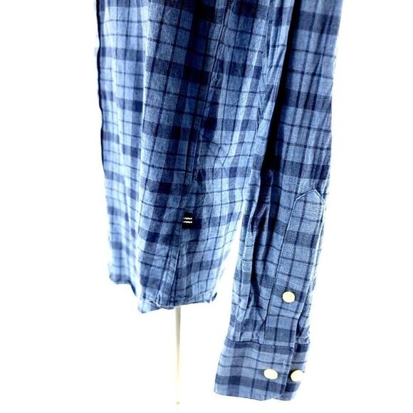 Nautica Classic Fit Medium Blue Plaid Pocket Front Cotton Button Down - Picture 5 of 12